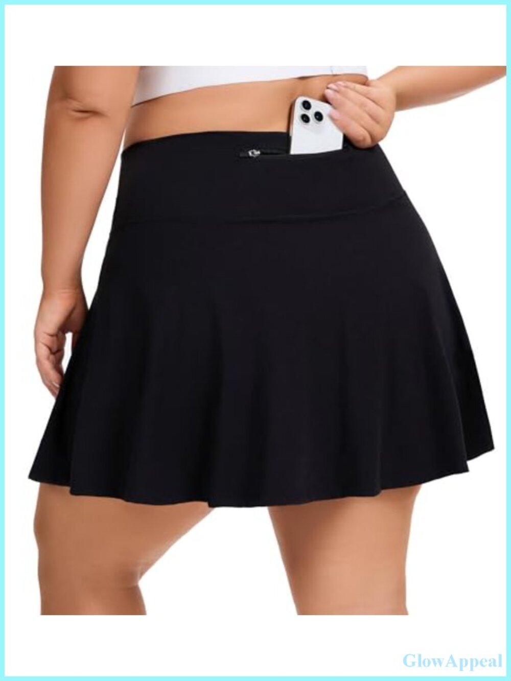 Plus Size High Waisted Athletic Skort with Inner Shorts & Pockets